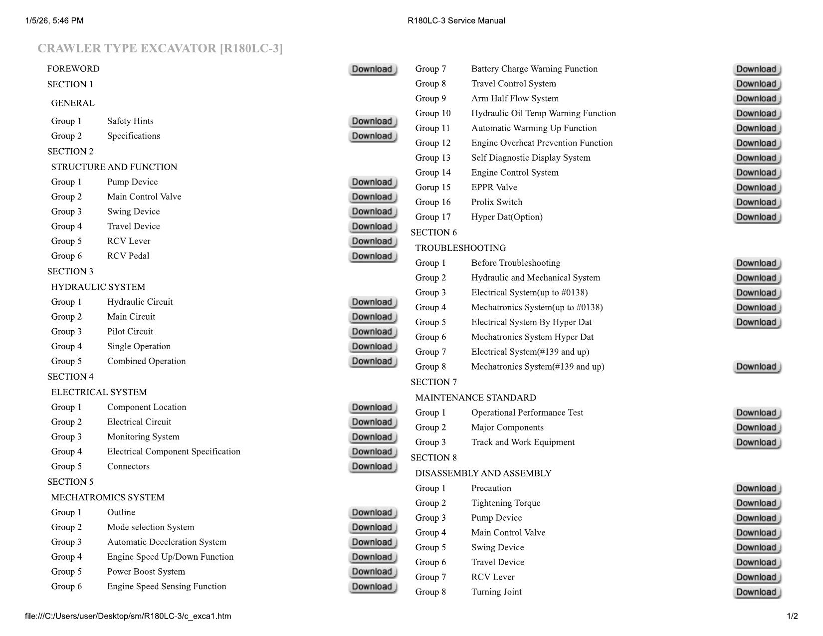R180LC-3 Service Manual